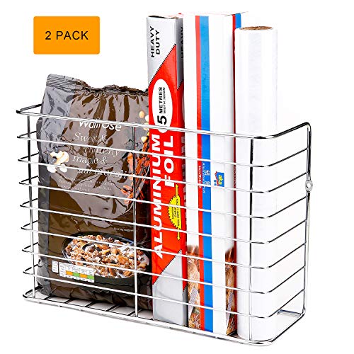 Product Cover 2 Pack Wall Door Mount Kitchen Wrap Organizer Rack,Cabinet Door/Pantry door/Wall Mount Kitchen Storage Organizer Basket
