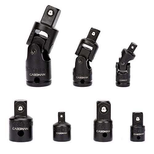 Product Cover CASOMAN Complete 7 Pieces Universal Joint Socket and Adapter Set, 1/4-inch, 3/8-inch and 1/2-inch, Cr-V