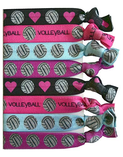 Product Cover 8 Piece Volleyball Hair Elastic Set - Accessories for Players, Women, Girls, Coaches, High School Teams, Club Teams and Leagues - MADE in the USA