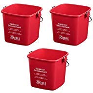 Product Cover Small Red Sanitizing Bucket - 3 Quart Cleaning Pail - Set of 3 Square Containers
