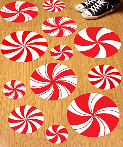 Product Cover Rekcopu 12Pcs Peppermint Floor Decals Stickers for Christmas Candy Party Decoration Supplies