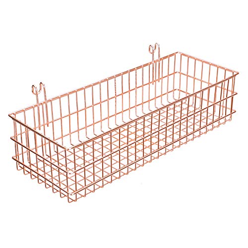 Product Cover SIMMER STONE Rose Gold Basket for Wire Wall Grid Panel, Wall Mount Hanging Organizer,Wire Metal Storage Shelf Rack Idea for Wall Decor Size