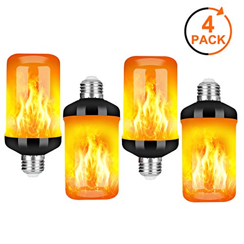 Product Cover Y- STOP LED Flame Effect Fire Light Bulb - Upgraded 4 Modes Flickering Fire Holiday Light Christmas Decorations - E26 Base Flame Bulb with Upside Down Effect(4 Pack)