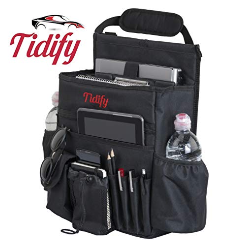 Product Cover Tidify Car Front Seat Organizer with Dedicated Tablet/Laptop Storage, Stabilizing Side Straps, Soft Adjustable Shoulder Strap and Hardened Buckles - Your Office Away from Office