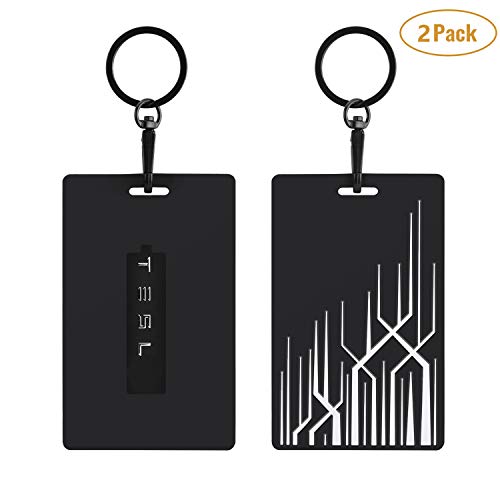 Product Cover Seven Sparta Key Card Holder for Tesla Model 3 Silicone Key Chain (2Pack Black)