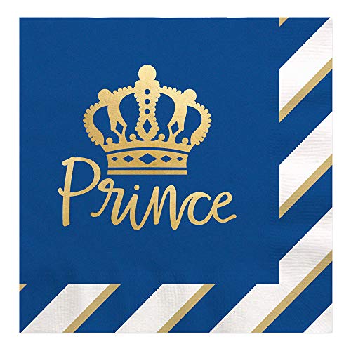 Product Cover Big Dot of Happiness Royal Prince Charming with Gold Foil - Baby Shower or Birthday Party Luncheon Napkins (16 Count)