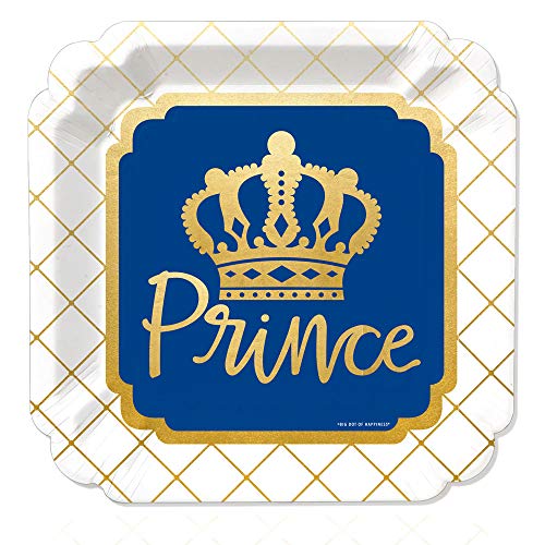 Product Cover Big Dot of Happiness Royal Prince Charming with Gold Foil - Baby Shower or Birthday Party Dinner Plates (16 Count)