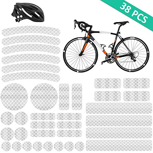 Product Cover AGPTEK Bicycle Reflective Tape, 38 Pcs Reflective Stickers For Motorcycle, Helmets, Bicycles, Strollers, Wheelchairs (3 Pack, 6.5 Inches X 4.13 Inches) Silver