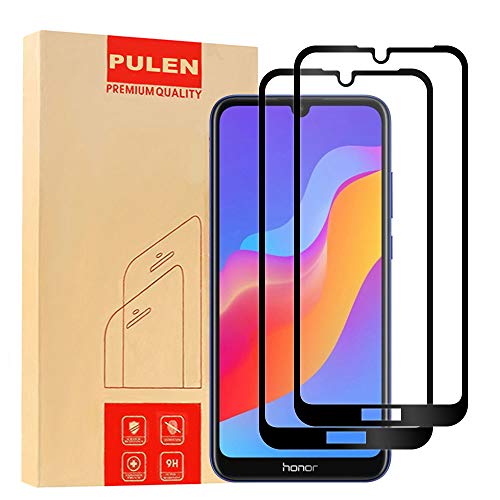 Product Cover [2-Pack] PULEN for Huawei Honor 8A and Huawei Y6s 2019 Screen Protector,HD Clear Scratch Resistance No Bubble 9H Tempered Glass for Huawei Honor Play 8A (Black)