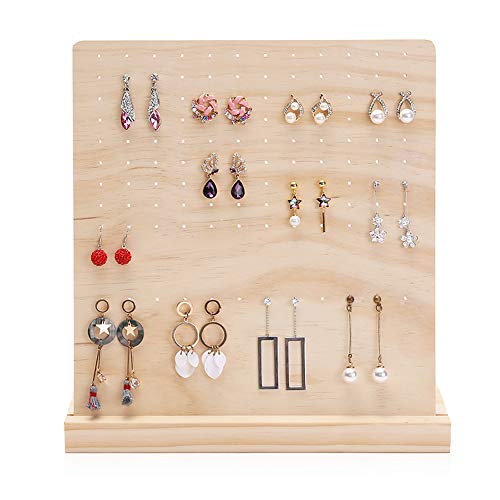 Product Cover DesignSter Wood Earring Organizer Stand - Classy 108 Holes Earring Holder/Stud Earring Display Storage/Large Earrings Tower/Removable Wooden Jewelry Showcase
