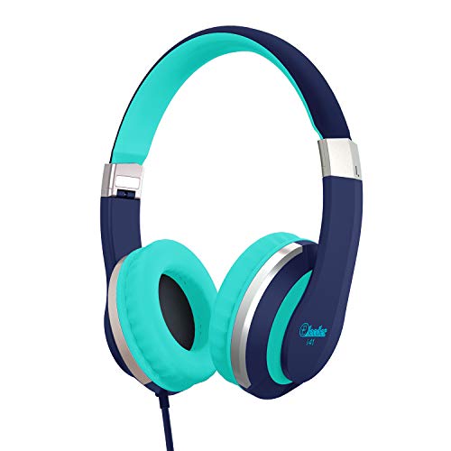 Product Cover Kids Headphones Elecder i41 Headphones for Kids Children Girls Boys Teens Foldable Adjustable On Ear Headphones with 3.5mm Jack for iPad Cellphones Computer Kindle Airplane School Blue&Teal