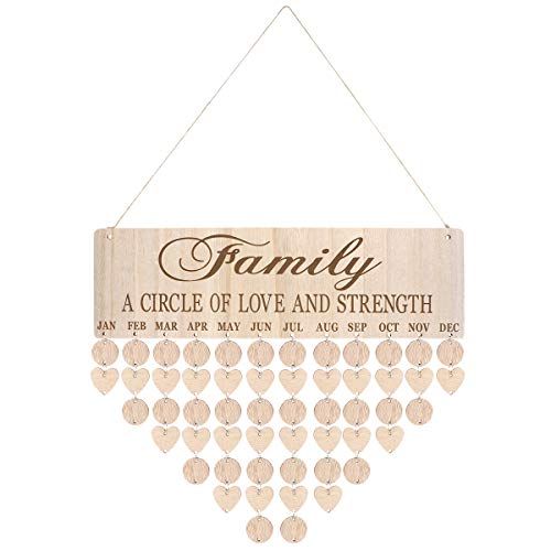 Product Cover LIOOBO Wooden Birthday Reminder Calendar Plaque Sign Board Wall Hanging Family Decor Plaque