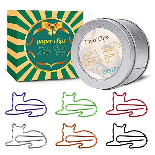 Product Cover Cat Paper Clips - Cat Gifts for Cat Lovers - Great Birthday Gift for Teachers, Students, Kids, Coworkers - Cute Cat Office Supplies - Desk Accessories for Scrapbooks, Notebook (60Pcs)