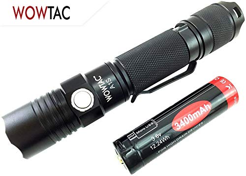Product Cover Wowtac A1S LED Flashlight, Pocket-Sized LED Torch, Super Bright 1150 Lumens CREE LED, IPX7 Water Resistant, 5 Modes Low/Mid/High/Trubo/Strobe for Indoors and Outdoors (WOWTAC A1S NW)