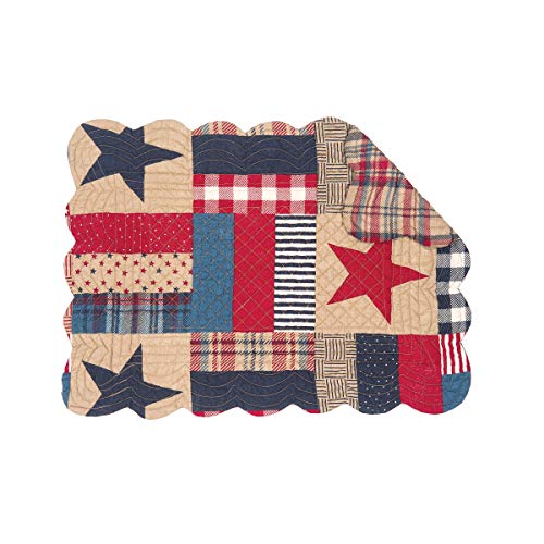 Product Cover C&F Home Bennington Placemat Quilted Reversible Cotton Stars Stripes 4th of July USA Patchwork Table Mat for Kitchen Dining Table Rectangular Placemat