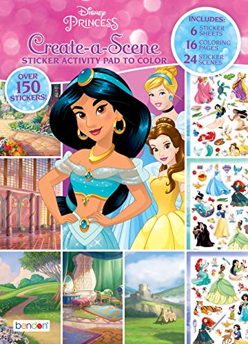 Product Cover Disney Princess Bendon 45650 Princess Create A Scene Sticker Activity Coloring Pad, Multicolor