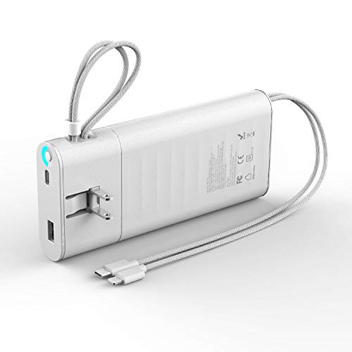 Product Cover 20000mAh Portable charger,QC3.0 Quick Charge USB C Power Bank, PD 18W High-Speed Fast Charger 5.1A External Battery Pack with Built-in AC Wall Plug,Built in Usb C Two Cables compatible all mobilephone