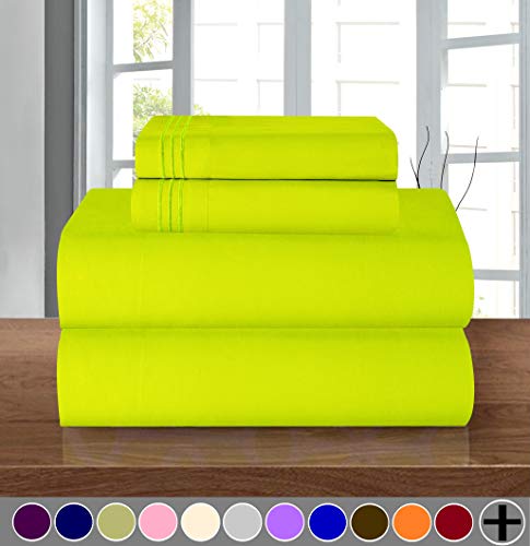 Product Cover Elegant Comfort Luxury Soft 1500 Thread Count Egyptian Quality 4-Piece Sheet Wrinkle and Fade Resistant Bedding Set, Deep Pocket up to 16inch King Lime
