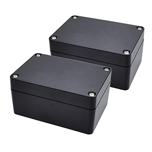 Product Cover Pinfox 2 Pack Black Waterproof Plastic Project Box ABS IP65 Electronic Junction box Enclosure 3.94 x 2.68 x 1.97 inch (100 x 68 x 50 mm)