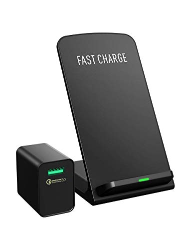 Product Cover Seneo Fast Wireless Charger with QC 3.0 Adapter, Qi-Certified 10W Max Wireless Charging Stand with Quick Adapter, 7.5W Compatible iPhone 11/11 Pro/11 Pro Max/XS MAX/XR/XS, Galaxy Note 10/Note 10+/S10+