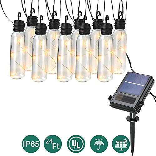 Product Cover Solar Lights Clearance LED Outdoor Solar String Lights, 24 Ft Patio Lights UL listed Backyard Patio Lights Outdoor String Lights for Bistro Pergola Deckyard Tents Market Cafe Gazebo Porch,Warm White