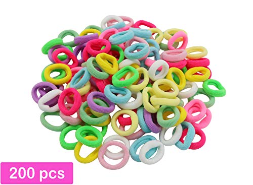 Product Cover Charlotte 200 PCS Baby Hair Bands Hair Ties Ponytail Holder for Kids Tiny Soft Hair Ties for Toddler Small Seamless Bands No hurt & No Crease