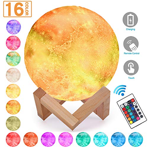 Product Cover Magicfly Moon Lamp 5.9 Inch Starry Moon Light, Dimmable with Tap Control, Rechargeable Night Light Moon Led Home Decorative Moon Ball Light for Halloween Christmas