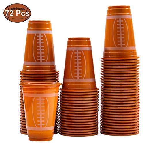 Product Cover JOYIN 72 Pack Touchdown Football Themed Cups, Game Day Plastic Cups, Football Party Supplies