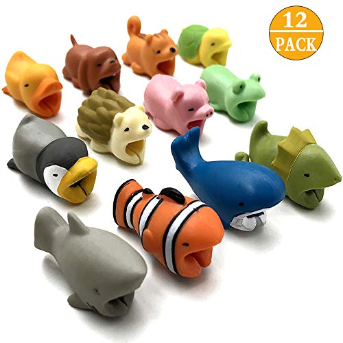 Product Cover CKANDAY 12 Pcs Cute Animal Cable Bites Protector Saver Chompers Chewers Buddies Protection for Cellphone Phone Accessories Charger Cord USB Charging Cable