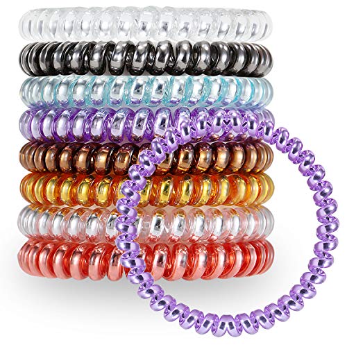 Product Cover VEGOLS 8 Pcs Spiral Hair Ties No Crease, Colorful Coil Hair Ties, Elastic Hair Coil Ties, Traceless Phone Cord Hair Ties - 8 Multicolor