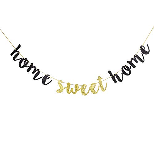 Product Cover Home Sweet Home Black Glitter Banner - Welcome Home Sign for Housewarming Military Family Party Decorations