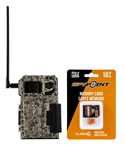 Product Cover SPYPOINT Link Micro with 16GB MicroSD (Smallest on The Market!) Wireless/Cell Trail Camera, 4 Power LEDs, Fast 4G Photo Transmission w/Preactivated SIM, Fully Configurable via App (Link-Micro-V)
