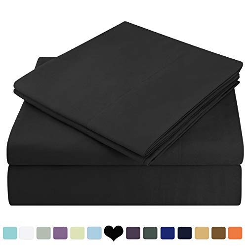Product Cover HOMEIDEAS Bed Sheets Set Extra Soft Brushed Microfiber 1800 Bedding Sheets - Deep Pocket, Wrinkle & Fade Free - 4 Piece(Queen,Black)