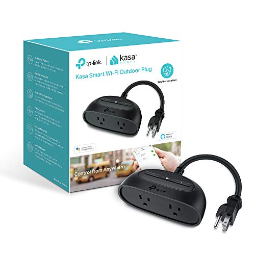 Product Cover Kasa Smart Outdoor Plug with 2 Outlets, Individual Control, IP64 Waterproof and Scheduling (Sunrise & Sunset), Works with Alexa & Google Home (KP400)