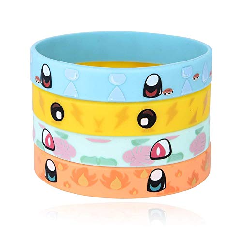 Product Cover Totem World 24 Rubber Bracelets for Kids Pokemon Theme Birthday Party Favors - Durable Silicone Bracelets Provide Hours of Fun - Assorted Inspired Pikachu, Charmander, Squirtle, and Bulbasaur Design