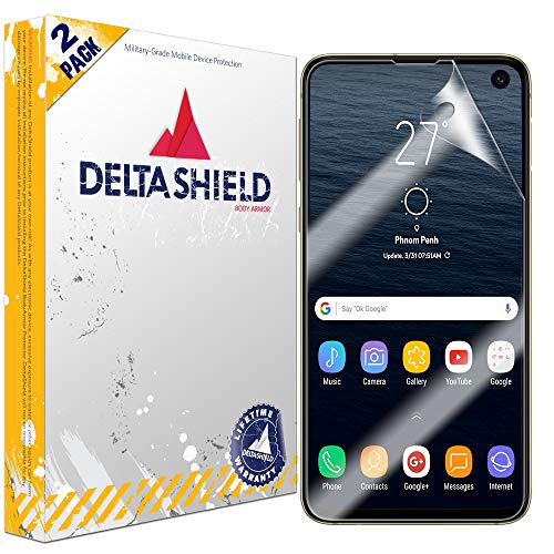 Product Cover DeltaShield Screen Protector for Samsung Galaxy S10e (5.8 inch)(2-Pack)(Case Compatible Design) BodyArmor Anti-Bubble Military-Grade Clear TPU Film
