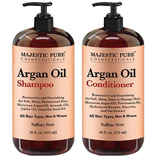 Product Cover Argan Oil Shampoo And Conditioner, From Majestic Pure, Improve Formula Sulfate Free, Vitamin Enriched, Volumizing & Gentle Hair Restoration Formula For Daily Use, For Men And Women, 16 Fl Oz Each