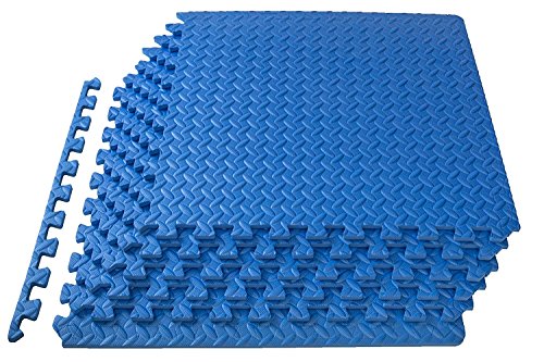 Product Cover Kobo AC-62 Puzzle Exercise Mat, EVA Foam Interlocking Tiles, Protective Flooring for Gym Equipment and Cushion for Workouts (6 Feet x 4 Feet) (Blue)