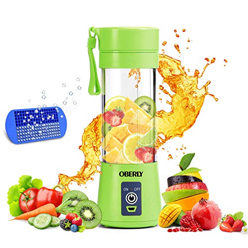 Product Cover Portable Blender, OBERLY Smoothie Juicer Cup - Six Blades in 3D, 13oz Fruit Mixing Machine with 2000mAh USB Rechargeable Batteries, Ice Tray, Detachable Cup, Perfect Blender for Personal Use (FDA, BPA Free)