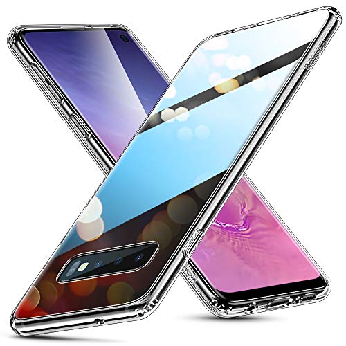 Product Cover ESR Mimic Series Glass Case Compatible with Samsung Galaxy S10, 9H Tempered Glass Hybrid Back Cover [Mimics The Glass Back of The S10] Scratch-Resistant + Soft TPU Bumper for Galaxy S10, Clear