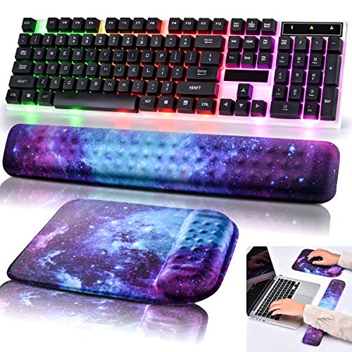 Product Cover Mouse Pad Keyboard Wrist Rest Non slip Wrist Support Rest Mouse pad for Office,Computer, Laptop, Typist, Gamer, Compact Cushion Pad with Ergonomic Acupoint Massage Support (Starry Night)
