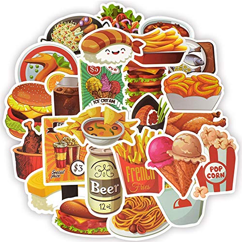 Product Cover Girl Cute Lovely Food Laptop Stickers Water Bottle Skateboard Motorcycle Phone Bicycle Luggage Guitar Bike Hamburger Sticker Decal 50pcs Pack (Food)