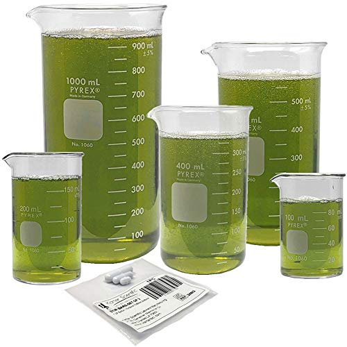 Product Cover Corning Pyrex #1060 Beaker Set with Magnetic Stir Bars, Berzelius, Tall Form - 5 Sizes - 100, 200, 400, 600, and 1000ml