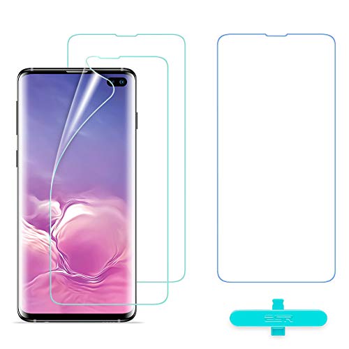 Product Cover ESR Screen Protector [TPU Film] Compatible with Samsung Galaxy S10 Plus, 2-Pack [Plus 1 Extra for Practice], Full-Coverage Liquid Skin Easy Installation Kit for Galaxy S10 Plus