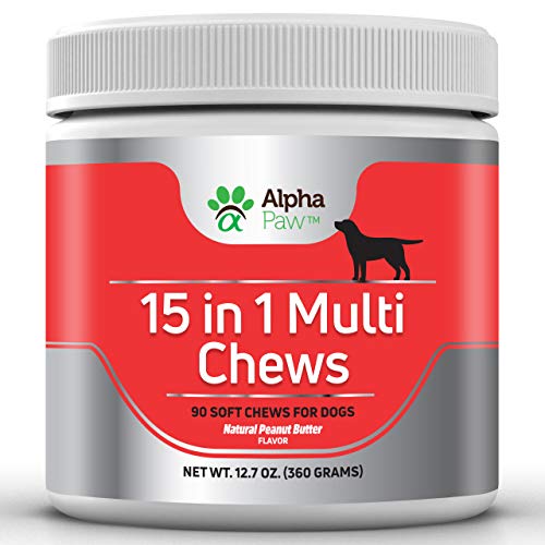 Product Cover 15 in 1 Multivitamin for Dogs with Glucosamine, Chondroitin, MSM, Probiotics - Chewable - Joint and Immune Health, Anti-Inflammatory, Puppy Vitamins, Senior Dog Vitamins - 90 Soft Chews