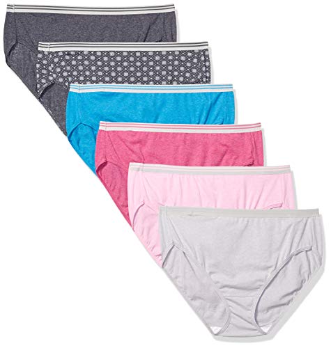 Product Cover Fruit of the Loom Women's Plus Size Fit for Me Heather Assorted Hi-Cut Panties, 6 Pack
