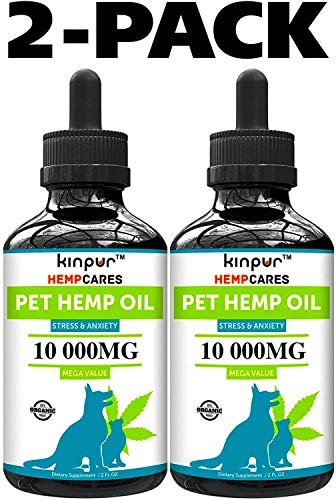 Product Cover Kinpur (2 PACK | 20 000MG) Hemp Oil for Dogs & Cats - Anxiety Relief for Dogs & Cats - Pet Hemp Oil - Supports Hip & Joint Health - Made in USA - Natural Relief for Pain - Omega 3, 6 & 9