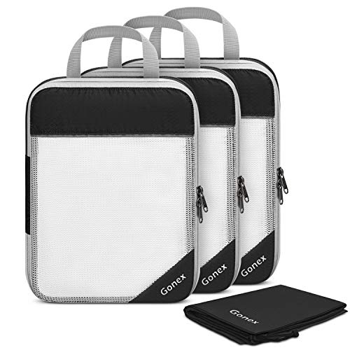 Product Cover Gonex Compression Packing Cubes Set, Travel Suitcase Luggage Organizer 3pcs+ Shoe Bag+ 4 Zip Bags Black
