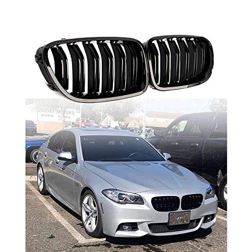 Product Cover F10 Grilles, Qitian ABS Replacement Front Kidney Grills for 5 Series F10 F11 Glossy Black