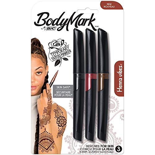 Product Cover Bic Bodymark Temporary Tattoo Marker, Henna Vibes, Assorted Colors, 3-Count
